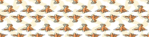 Colibrí botánico victoriano borde vectorial sin costuras. Vintage bordure de ave exótica. Lindo telón de fondo de animales de selva para textiles florales. — Vector de stock