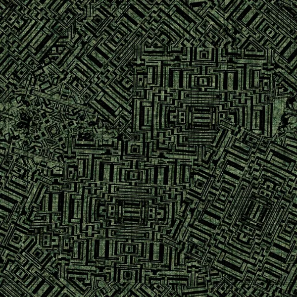 Grunge forest green random geometric distressed seamless texture material. Unregelmäßige chaotische architektonische Plan Stil Grunge-Muster. Gefärbtes gewaschenes abstraktes Design — Stockfoto