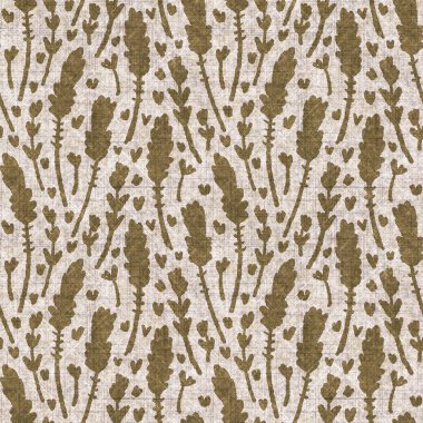 Sepia nötr botanik yaprak dikişsiz keten deseni. Yastık fırlatmak ve mobilya yapmak için organik doğal ton yeşilliği tasarımı. Modern bej kahverengi nötr ev dekorasyonu tekstil kumaşı.