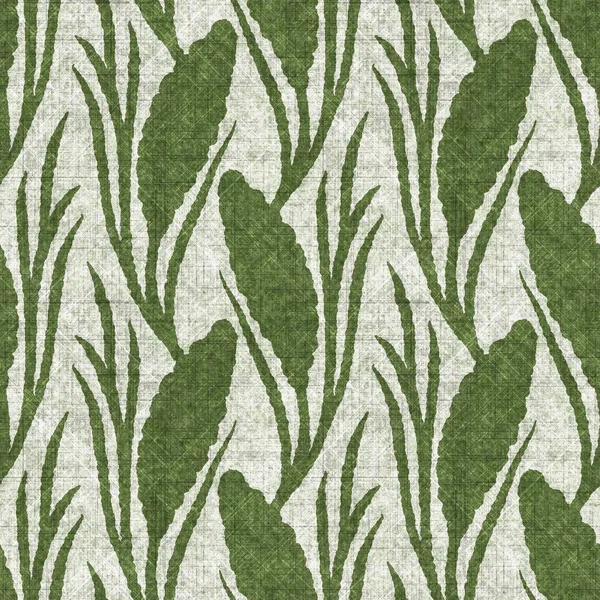 Forest green botanical leaf seamless linen style pattern. Organic natural tone on tone foliage design for throw pillow, soft furnishing and modern home decor textile swatch — Stock Photo, Image