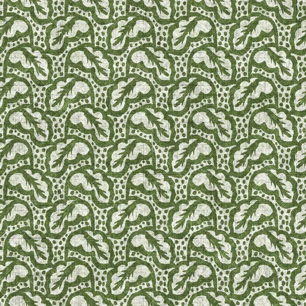 Orman yeşili botanik yaprağı dikişsiz keten desenli. Yastık, yumuşak mobilya ve modern ev dekorasyonu kumaş kumaşı için ton yeşilliği tasarımı üzerine organik doğal ton. — Stok fotoğraf