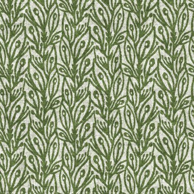 Orman yeşili botanik yaprağı dikişsiz keten desenli. Yastık, yumuşak mobilya ve modern ev dekorasyonu kumaş kumaşı için ton yeşilliği tasarımı üzerine organik doğal ton.