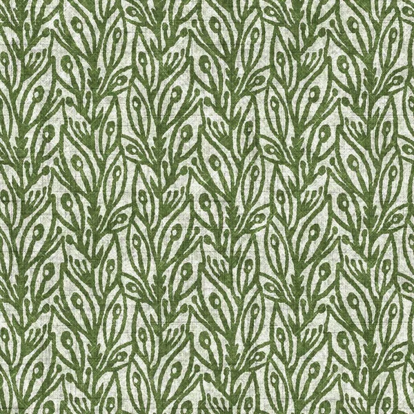 Floresta verde folha botânica padrão de estilo de linho sem costura. Som natural orgânico no design de folhagem tom para jogar travesseiro, mobiliário macio e decoração moderna da casa swatch têxtil — Fotografia de Stock