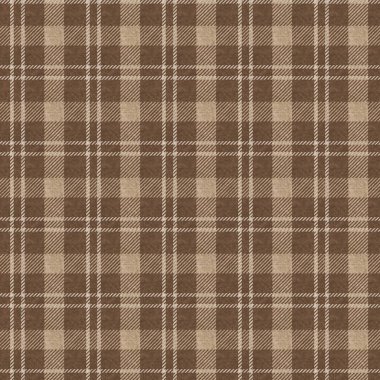 Sepya kahverengi, nötr, ekose kumaş arka plan. Kusursuz eski moda ekose kumaş kumaş. Kırsal klasik damalı tekstil etkisi yineleniyor. 