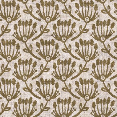 Sepia nötr botanik yaprak dikişsiz keten deseni. Yastık fırlatmak ve mobilya yapmak için organik doğal ton yeşilliği tasarımı. Modern bej kahverengi nötr ev dekorasyonu tekstil kumaşı.