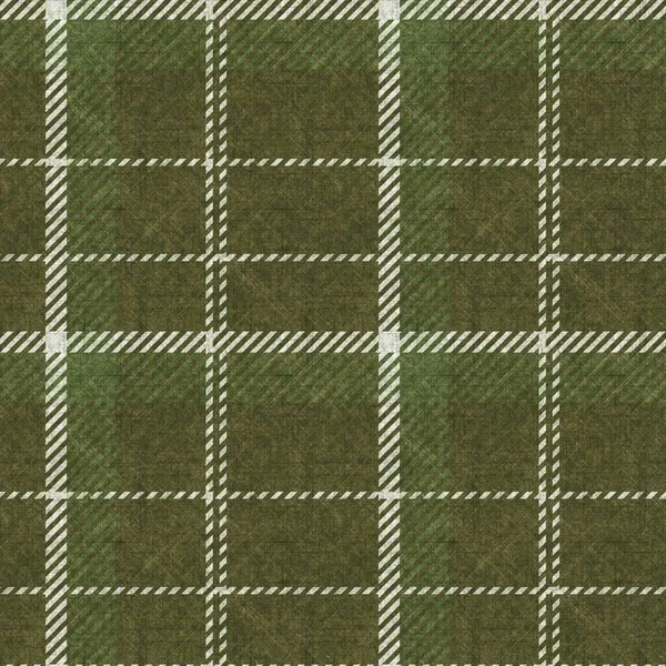 Muted green winter woven plaid texture. Seamless woolen scottish style plaid fabric cloth. Rustic classic checkered material effect repeat tile. — Stock Photo, Image