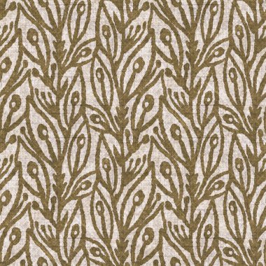 Sepia nötr botanik yaprak dikişsiz keten deseni. Yastık fırlatmak ve mobilya yapmak için organik doğal ton yeşilliği tasarımı. Modern bej kahverengi nötr ev dekorasyonu tekstil kumaşı.