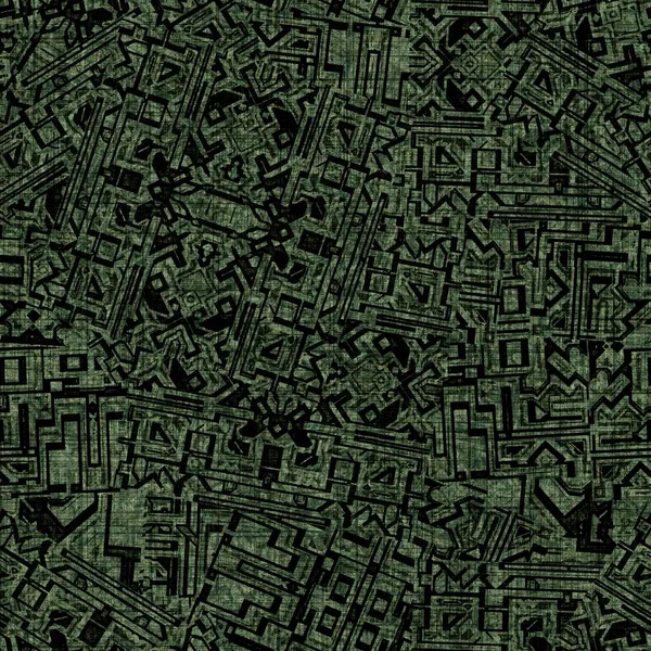 Grunge forest green random geometric distressed seamless texture material. Unregelmäßige chaotische architektonische Plan Stil Grunge-Muster. Gefärbtes gewaschenes abstraktes Design — Stockfoto