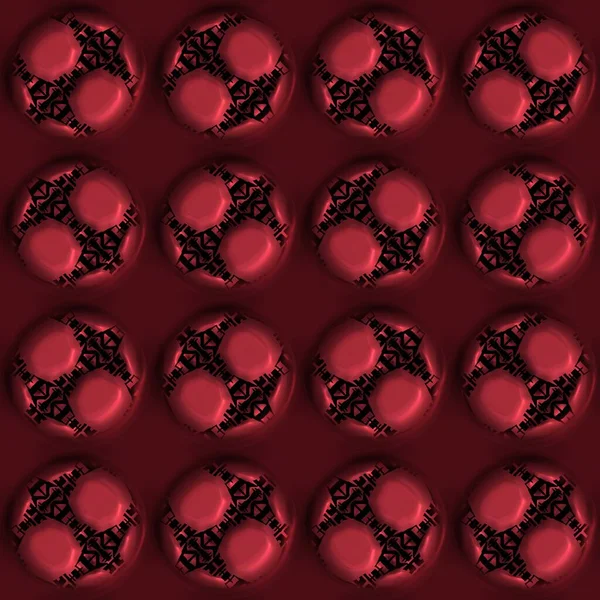 ผลกระทบของโลหะสีแดง ตกแต่งพื้นผิวตะวันออก รูปแบบวงกลม 3 มิติที่แกะสลักออกซิไดซ์อย่างราบรื่น เครื่องประดับทั่วพิมพ์สําหรับพื้นหลังฟิวชั่นเอเชียสมัยใหม่ . — ภาพถ่ายสต็อก