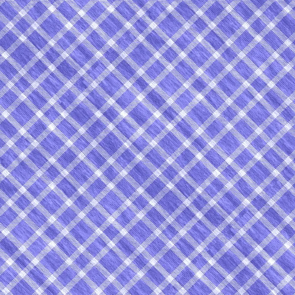 Peri roxo diagonal tartan cor do ano sem costura textura padrão. Tonal gingham, grunge verificar fundo textura na moda. Soft azul branco lavar telhas efeito têxtil material assistir. — Fotografia de Stock