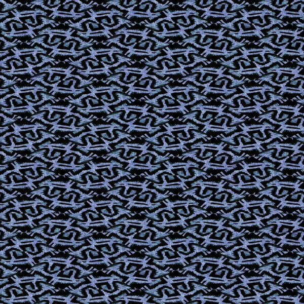 Geometrisches Leinwandmaterial im Denim-Stil mit nahtlosem Texturmaterial. Maskuline Jeans Blue Style gefärbtes Muster. Verblasstes Indigo abstrakt gedrucktes Muster Fliese Swatch. — Stockfoto
