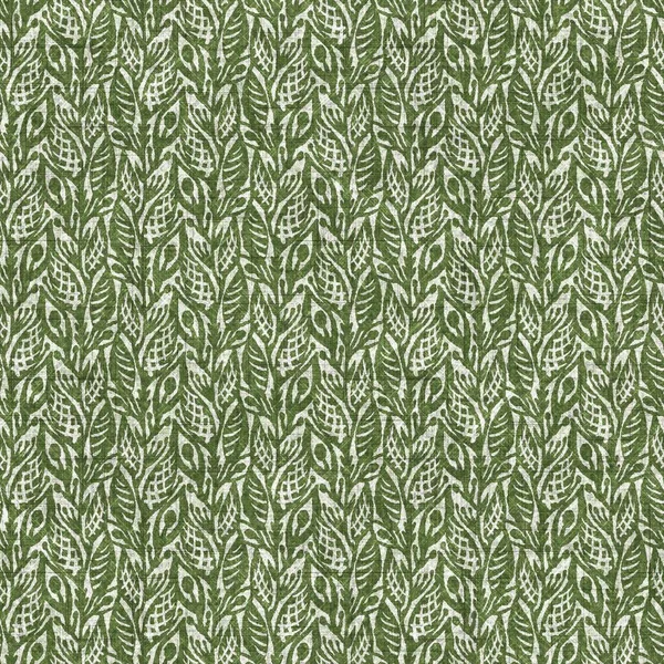 Orman yeşili botanik yaprağı dikişsiz keten desenli. Yastık, yumuşak mobilya ve modern ev dekorasyonu kumaş kumaşı için ton yeşilliği tasarımı üzerine organik doğal ton.