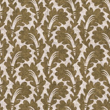 Sepia nötr botanik yaprak dikişsiz keten deseni. Yastık fırlatmak ve mobilya yapmak için organik doğal ton yeşilliği tasarımı. Modern bej kahverengi nötr ev dekorasyonu tekstil kumaşı.