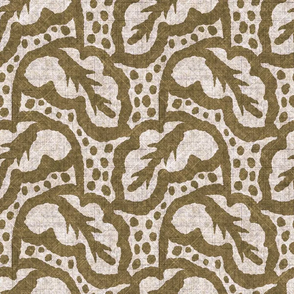 Sepia nötr botanik yaprak dikişsiz keten deseni. Yastık fırlatmak ve mobilya yapmak için organik doğal ton yeşilliği tasarımı. Modern bej kahverengi nötr ev dekorasyonu tekstil kumaşı.