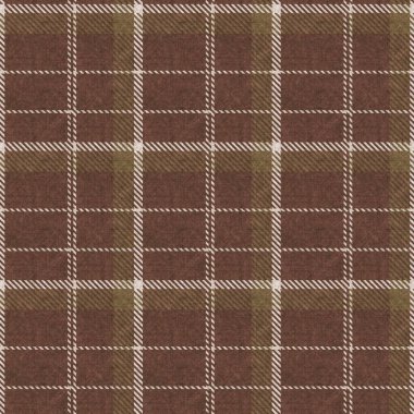 Sepya kahverengi, nötr, ekose kumaş arka plan. Kusursuz eski moda ekose kumaş kumaş. Kırsal klasik damalı tekstil etkisi yineleniyor. 