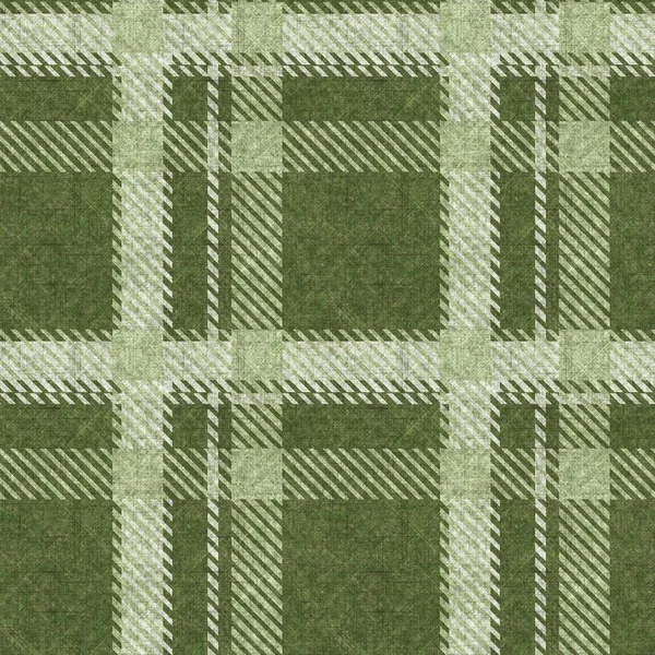 Muted green winter woven plaid texture. Seamless woolen scottish style plaid fabric cloth. Rustic classic checkered material effect repeat tile. — Stock Photo, Image