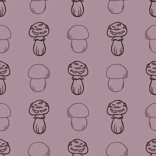 Mână desenat ciuperci sălbatice model vectorial. Ciuperci de biologie purpurie la modă fără sudură pentru imprimare peste tot. Fundalul decorativ al ciupercilor sălbatice. — Vector de stoc