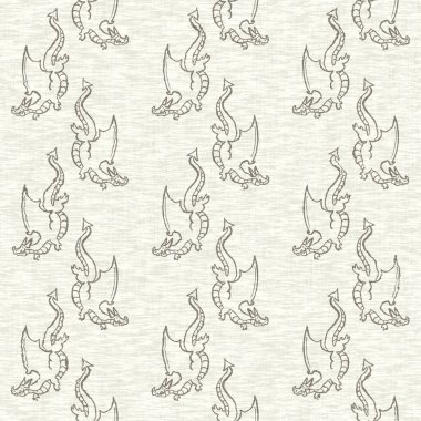 Ejderha keten dokusu deseni. Örülmemiş, efsanevi sürüngen dekoratif baskı tuval canavar duvar kağıdı için. 