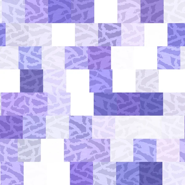 Zufällige Flickwerk lila Mosaik Pixelraster nahtlose Muster. Moderne geometrische quadratische Form Fliese Trend Textur. Farbe des Jahres 2022 gerastert Hintergrund. Hochwertige jpg-Rasterkachel. — Stockfoto