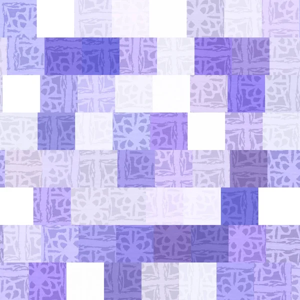 Zufällige Flickwerk lila Mosaik Pixelraster nahtlose Muster. Moderne geometrische quadratische Form Fliese Trend Textur. Farbe des Jahres 2022 gerastert Hintergrund. Hochwertige jpg-Rasterkachel. — Stockfoto