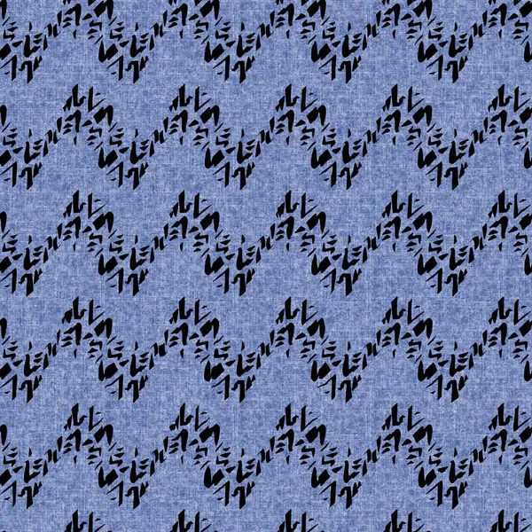 Farmerstílus geometrikus vászon hatás zökkenőmentes textúra anyag. Férfi farmer kék stílusú festett minta. Elhalványult indigó elvont nyomtatott design csempe swatch. — Stock Fotó