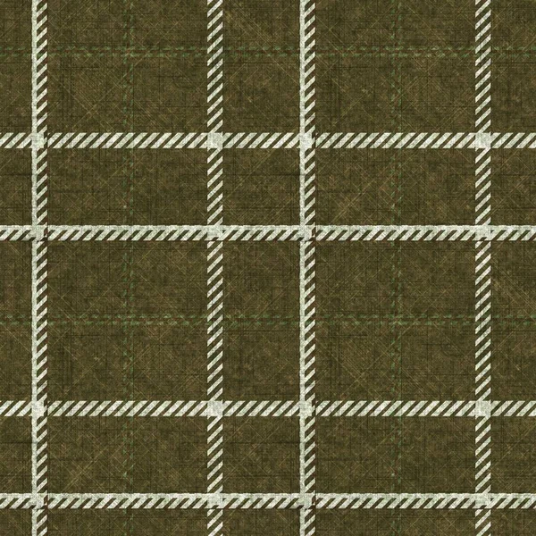 Muted green winter woven plaid texture. Seamless woolen scottish style plaid fabric cloth. Rustic classic checkered material effect repeat tile. — Stock Photo, Image