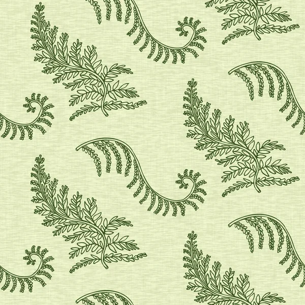 Retro botanical fern frond pattern. Seamless vintage ecological foliage for all over print. Hand drawn ornate forest leaf backdrop. — Stock Photo, Image