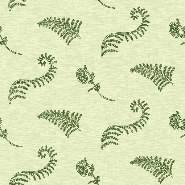 Retro botanical fern frond pattern. Seamless vintage ecological foliage for all over print. Hand drawn ornate forest leaf backdrop. — Stock Photo, Image