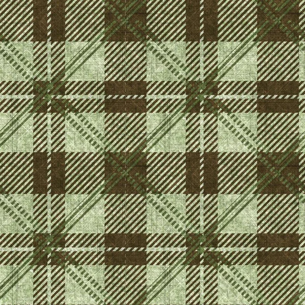 Muted green winter woven plaid texture. Seamless woolen scottish style plaid fabric cloth. Rustic classic checkered material effect repeat tile. — Stock Photo, Image