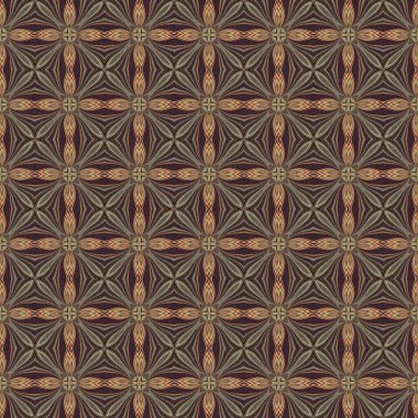 Topraksı renkler altmışlı yılların geometrik pürüzsüz desenli kahverengi tonlarında. Modern vintage geo dokuması tekstil keten mozaik efekti tekrar fayans. 