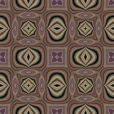 Topraksı renkler altmışlı yılların geometrik pürüzsüz desenli kahverengi tonlarında. Modern vintage geo dokuması tekstil keten mozaik efekti tekrar fayans. 