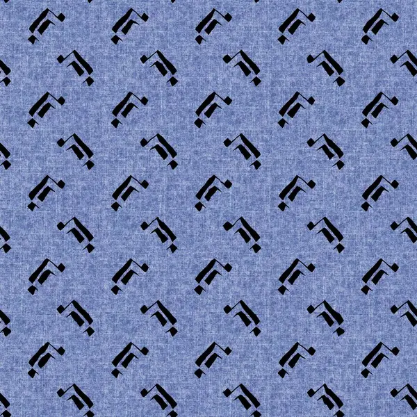 Farmerstílus geometrikus vászon hatás zökkenőmentes textúra anyag. Férfi farmer kék stílusú festett minta. Elhalványult indigó elvont nyomtatott design csempe swatch. — Stock Fotó