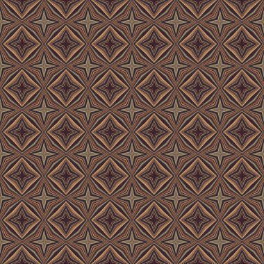 Topraksı renkler altmışlı yılların geometrik pürüzsüz desenli kahverengi tonlarında. Modern vintage geo dokuması tekstil keten mozaik efekti tekrar fayans. 