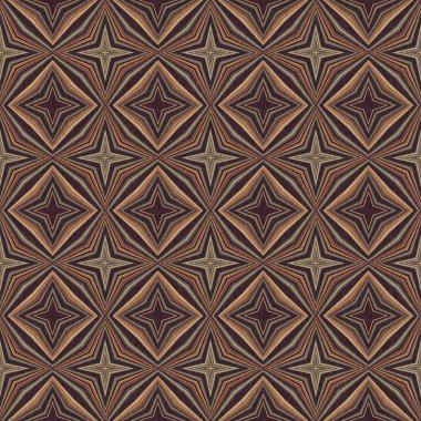 Topraksı renkler altmışlı yılların geometrik pürüzsüz desenli kahverengi tonlarında. Modern vintage geo dokuması tekstil keten mozaik efekti tekrar fayans. 