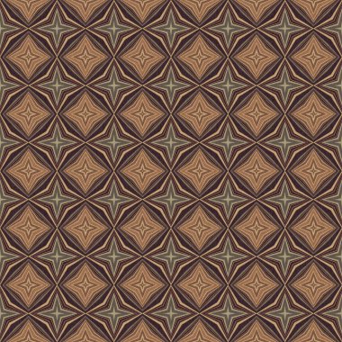 Topraksı renkler altmışlı yılların geometrik pürüzsüz desenli kahverengi tonlarında. Modern vintage geo dokuması tekstil keten mozaik efekti tekrar fayans. 