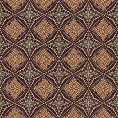 Topraksı renkler altmışlı yılların geometrik pürüzsüz desenli kahverengi tonlarında. Modern vintage geo dokuması tekstil keten mozaik efekti tekrar fayans. 