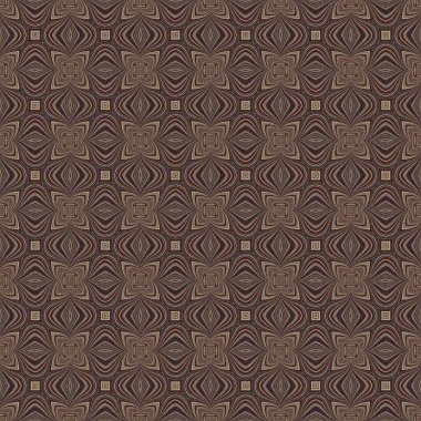 Topraksı renkler altmışlı yılların geometrik pürüzsüz desenli kahverengi tonlarında. Modern vintage geo dokuması tekstil keten mozaik efekti tekrar fayans. 