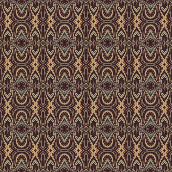 Earthy colours retro sixties geometric seamless pattern in variegated brown tones. Modern vintage geo woven textile linen mosaic effect repeat tile. — Stock Photo, Image