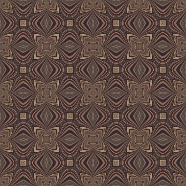 Topraksı renkler altmışlı yılların geometrik pürüzsüz desenli kahverengi tonlarında. Modern vintage geo dokuması tekstil keten mozaik efekti tekrar fayans. 