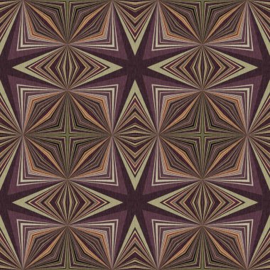 Topraksı renkler altmışlı yılların geometrik pürüzsüz desenli kahverengi tonlarında. Modern vintage geo dokuması tekstil keten mozaik efekti tekrar fayans. 