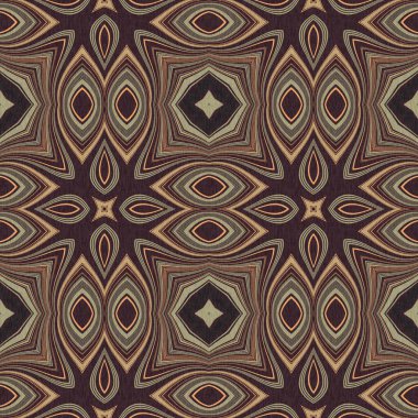 Topraksı renkler altmışlı yılların geometrik pürüzsüz desenli kahverengi tonlarında. Modern vintage geo dokuması tekstil keten mozaik efekti tekrar fayans. 