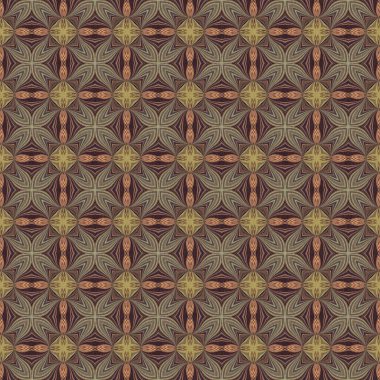 Topraksı renkler altmışlı yılların geometrik pürüzsüz desenli kahverengi tonlarında. Modern vintage geo dokuması tekstil keten mozaik efekti tekrar fayans. 