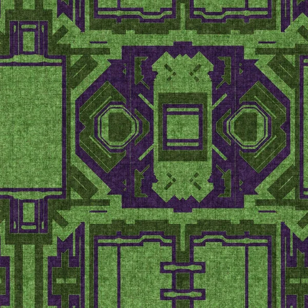 复述了1960年代风格的绿色印花图案.世纪中叶的古老森林苔藓色调为柔和的家具覆盖色调。自然几何男性设计. — 图库照片