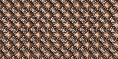 Değişik kahverengi tonlarda, dünyevi renkler, Viktorya dönemi geometrik, pürüzsüz sınır deseni. Modern vintage jeo dokuma kumaş kenar süslemesi. Klasik kurdele pankartı. 