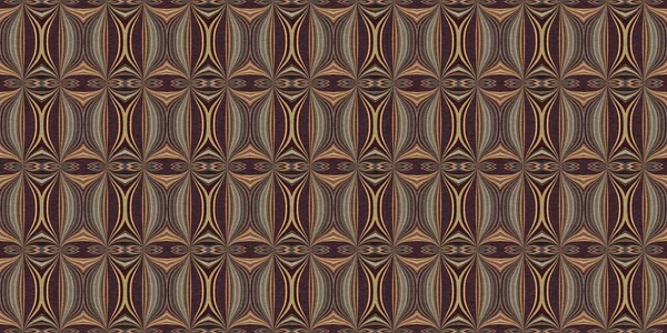 土色复古六十年代几何无缝边框图案在不同的褐色色调。现代老式地理编织纺织品剪裁.复古彩带横幅. — 图库照片