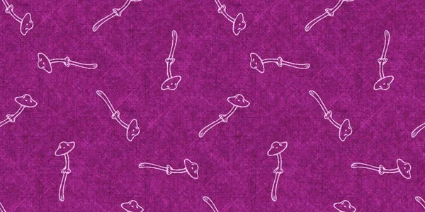 Mantar pembesi kumaş dokusu kenarı etkisi. Kanvas sonbahar kurdelesi için kusursuz örülmüş orman mantarı dekoratif baskısı.