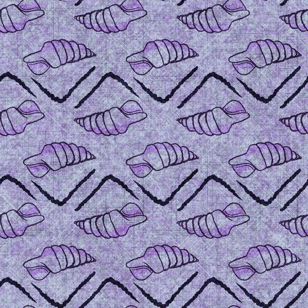 Deniz kabuğu dikişsiz, el yapımı keten desenli. Organik deniz yaşamı, yumuşak mobilya ve yastık fırlatmak için ton tasarımı üzerine doğal bir ton. Modern mor okyanus ev dekorasyonu.