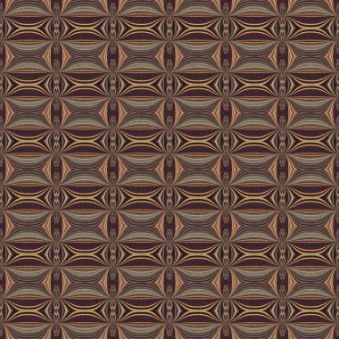 Topraksı renkler altmışlı yılların geometrik pürüzsüz desenli kahverengi tonlarında. Modern vintage geo dokuması tekstil keten mozaik efekti tekrar fayans. 