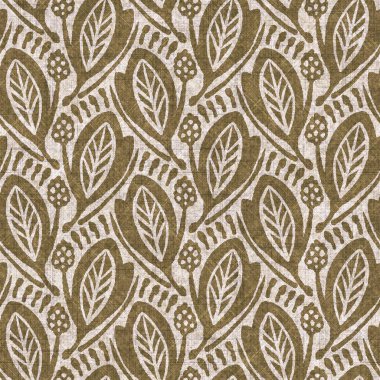 Sepia nötr botanik yaprak dikişsiz keten deseni. Yastık fırlatmak ve mobilya yapmak için organik doğal ton yeşilliği tasarımı. Modern bej kahverengi nötr ev dekorasyonu tekstil kumaşı.