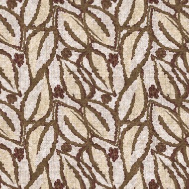 Botanik yaprakları, el işi, keten desenli. Yastık fırlatmak için organik yaprak doğal ses tonu, yumuşak mobilya. Modern sepia ev dekorasyonu. 